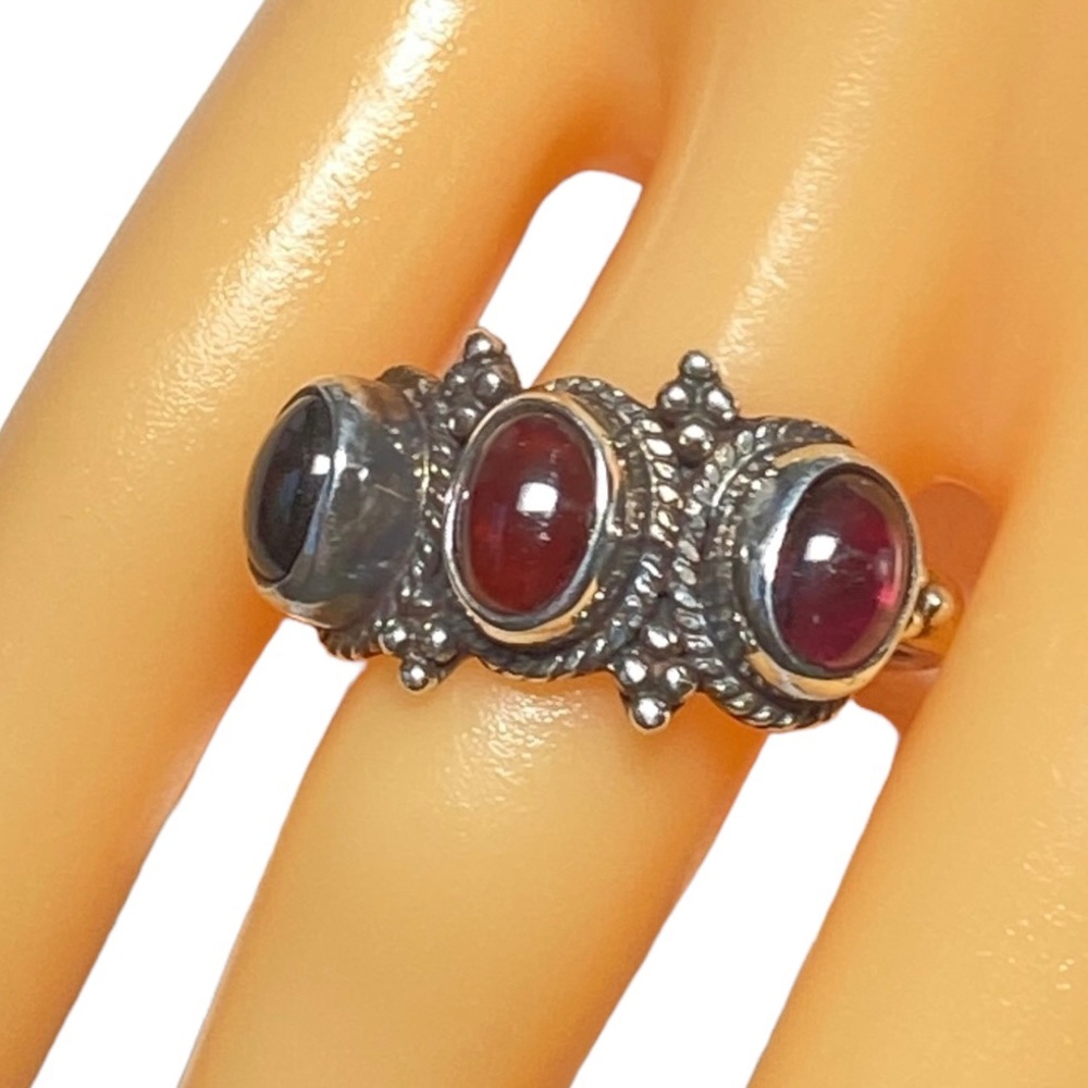 Sterling Silver 925 Ring Garnet Stones Sudha Size 8